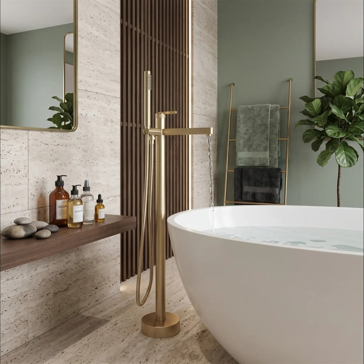 Freistehende Wannenarmatur Grace – Gold Matt