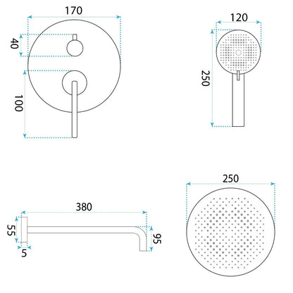 Unterputz-Duschset Grace – Kupfer Matt