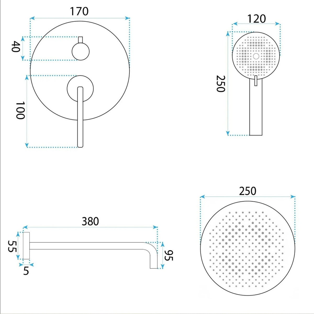 Unterputz-Duschset Grace – Titan