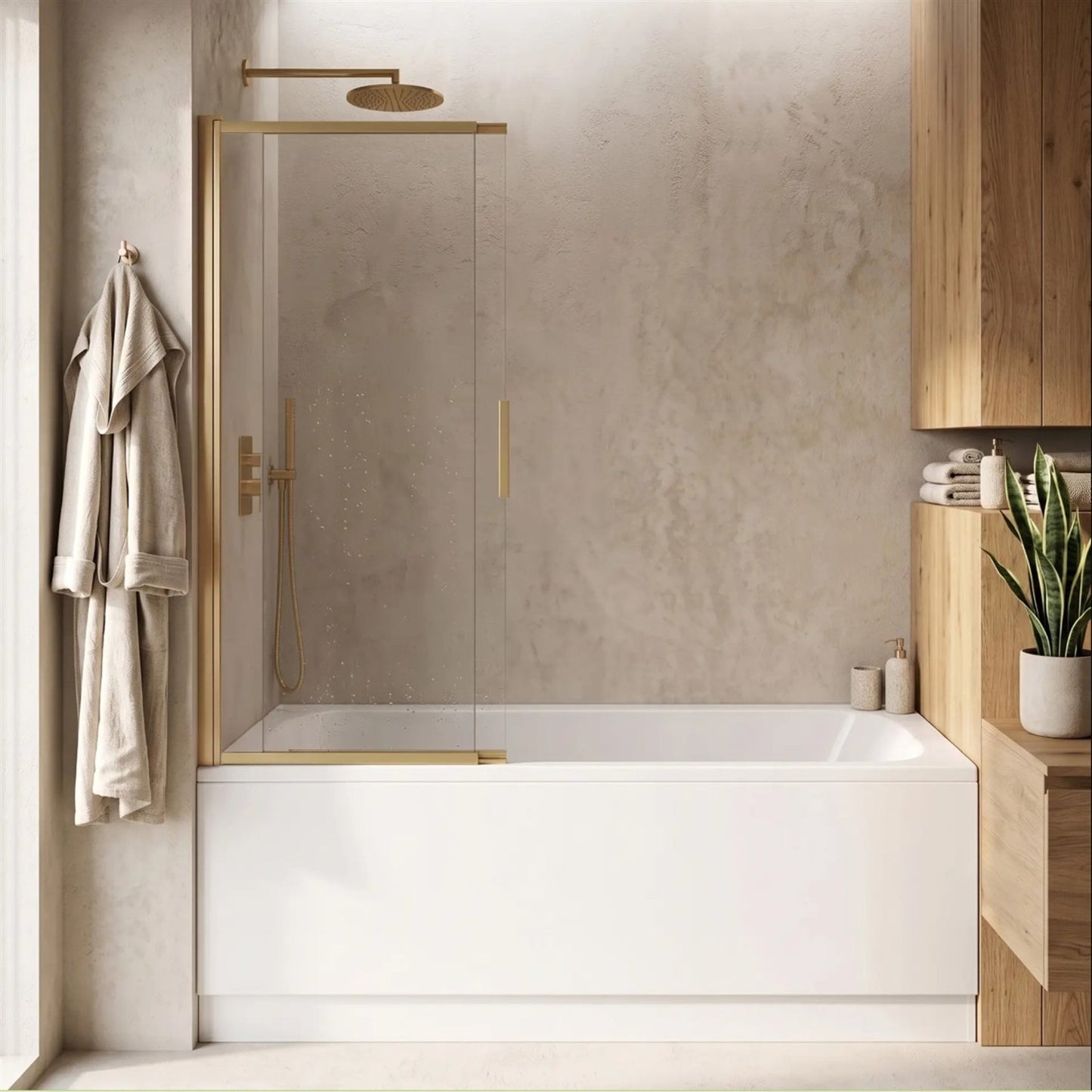 Duschwand Schiebetür Dario – Gold Matt 80 × 140 cm