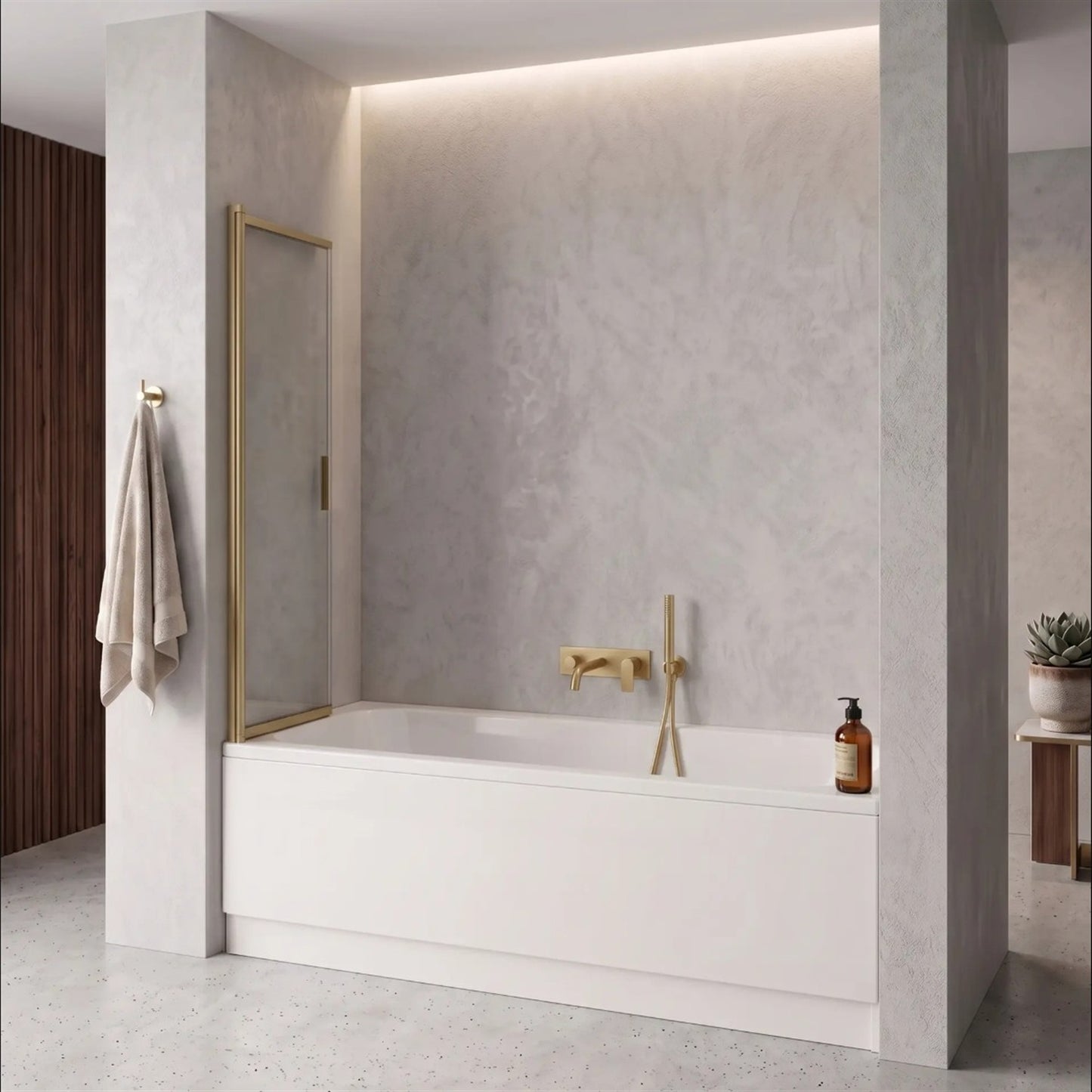Duschwand Schiebetür Dario – Gold Matt 80 × 140 cm