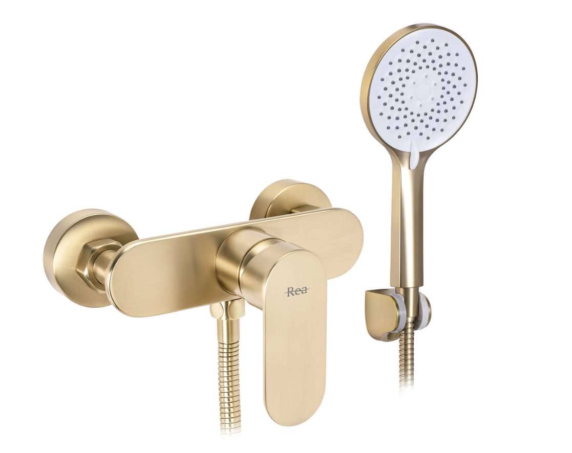 Duscharmatur Drop Gold Matt mit Handbrause