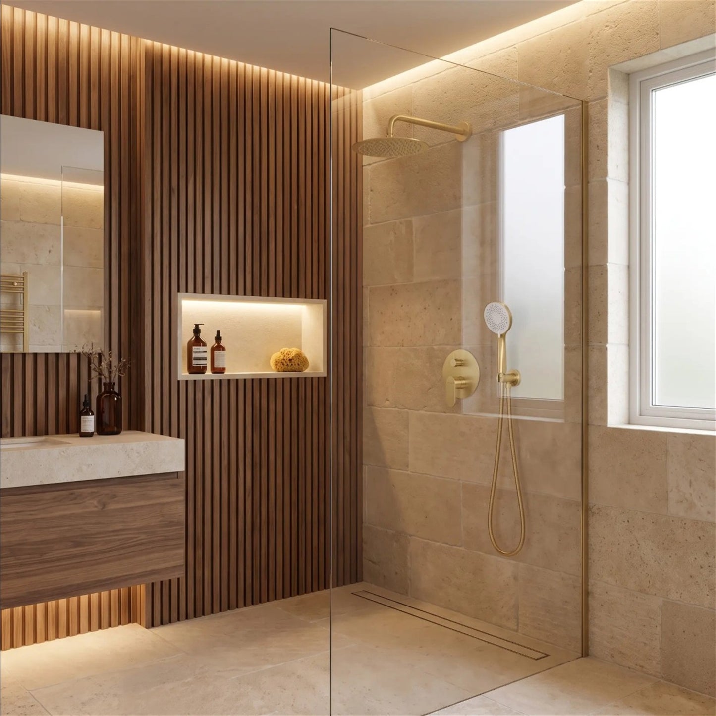 Unterputz-Duschset Drop – Gold Matt