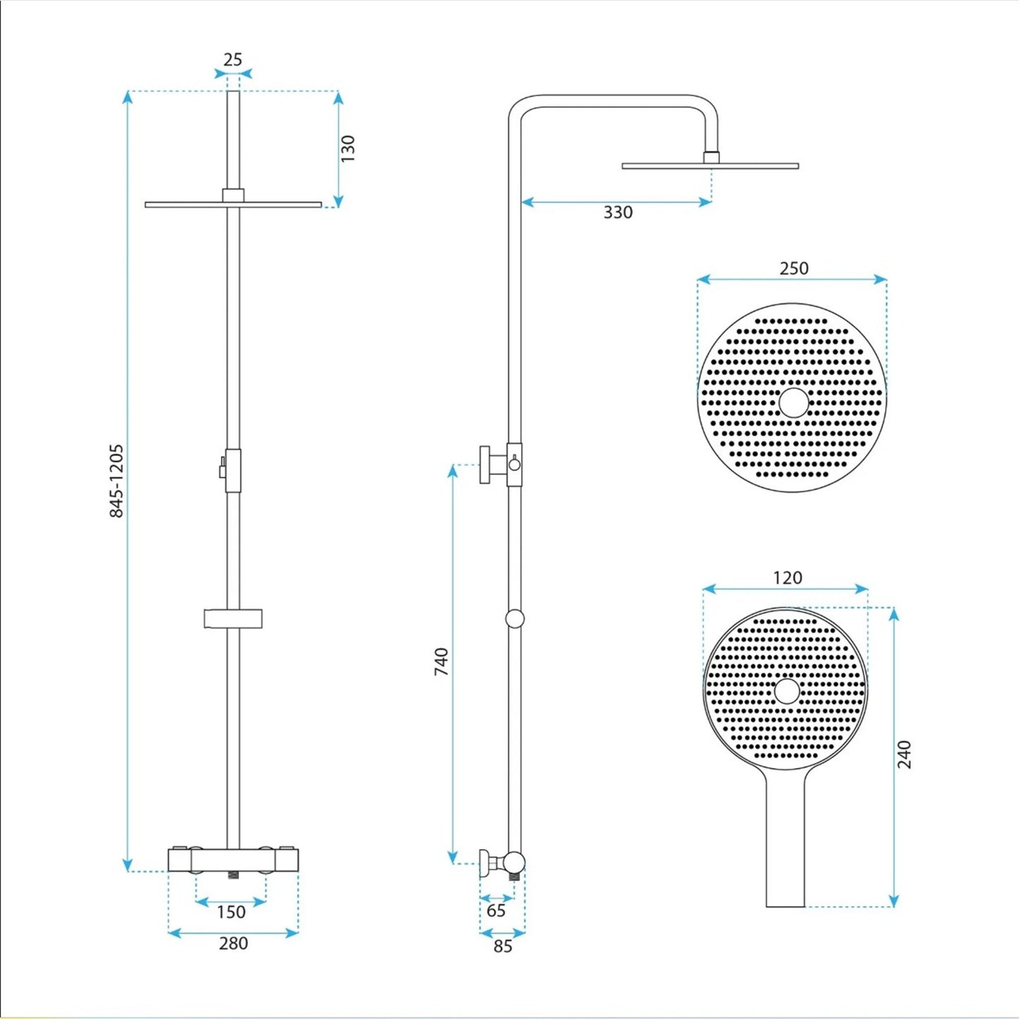 Thermostat-Duschset Drop – Titan