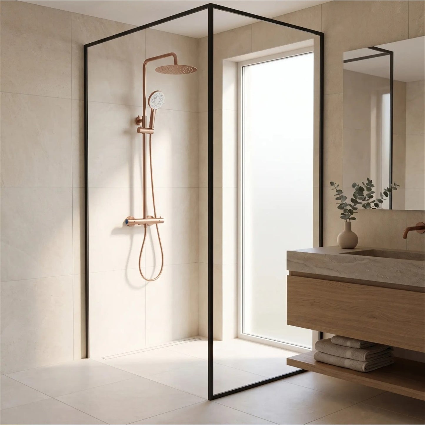 Thermostat-Duschset Drop – Kupfer Matt