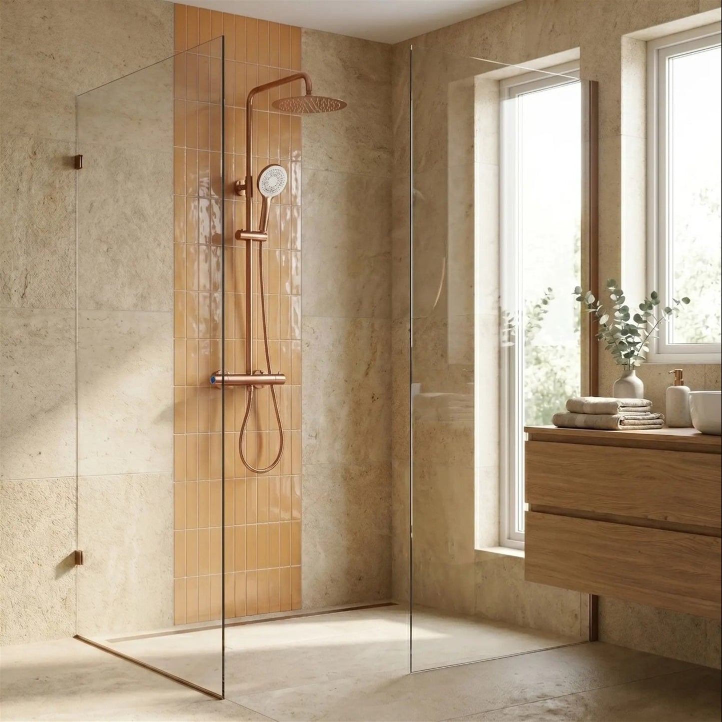 Thermostat-Duschset Drop – Kupfer Matt