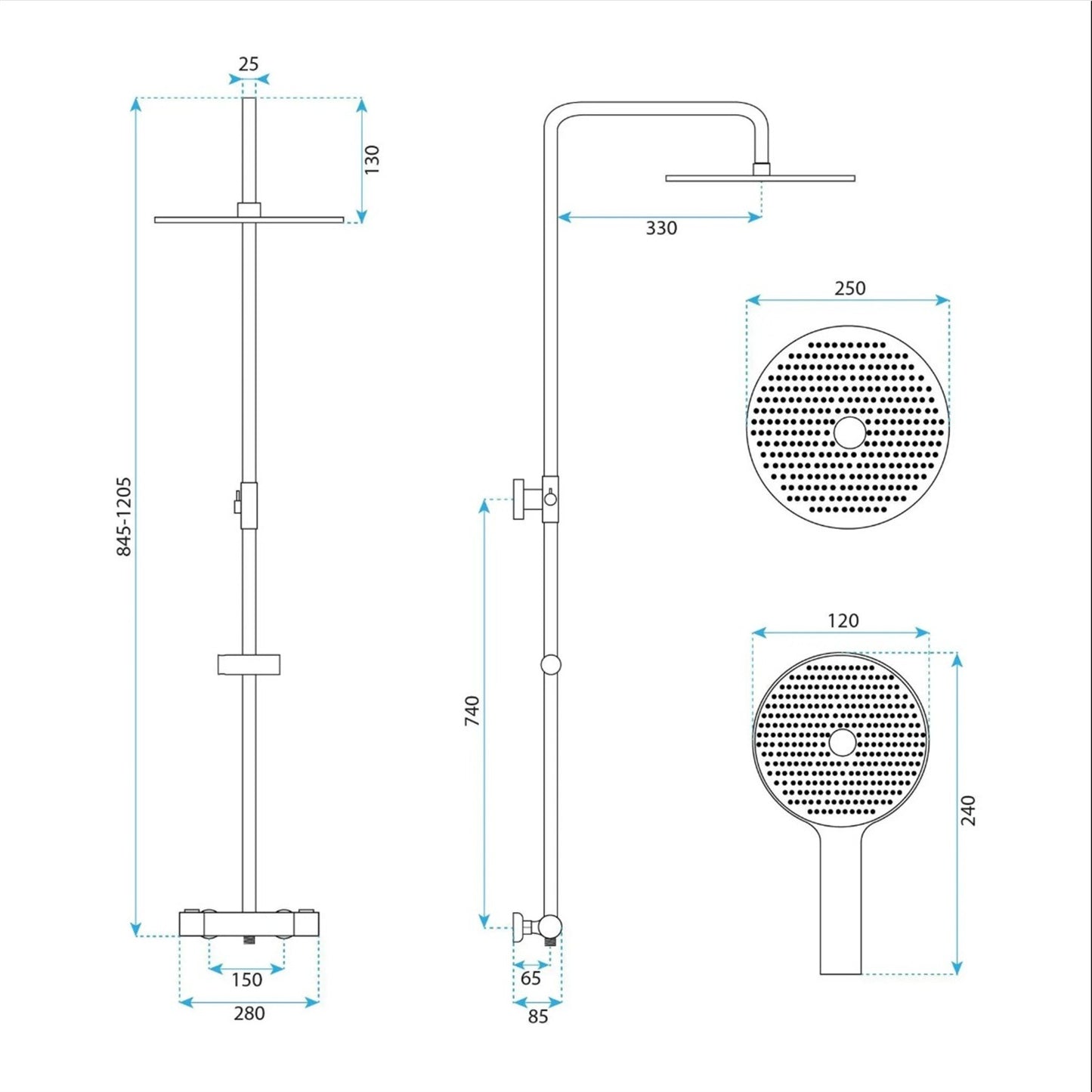 Thermostat-Duschset Drop – Kupfer Matt