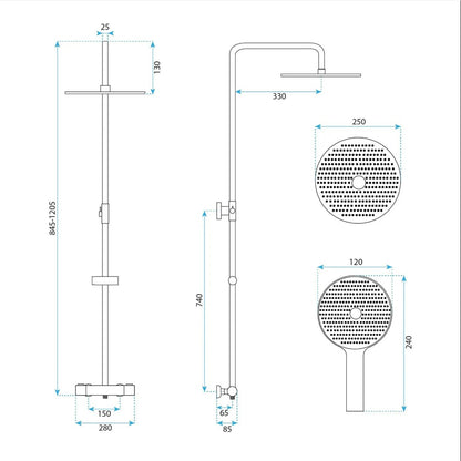 Thermostat-Duschset Drop – Kupfer Matt