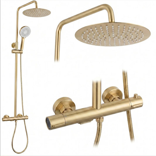 Thermostat-Duschset Drop – Gold Matt