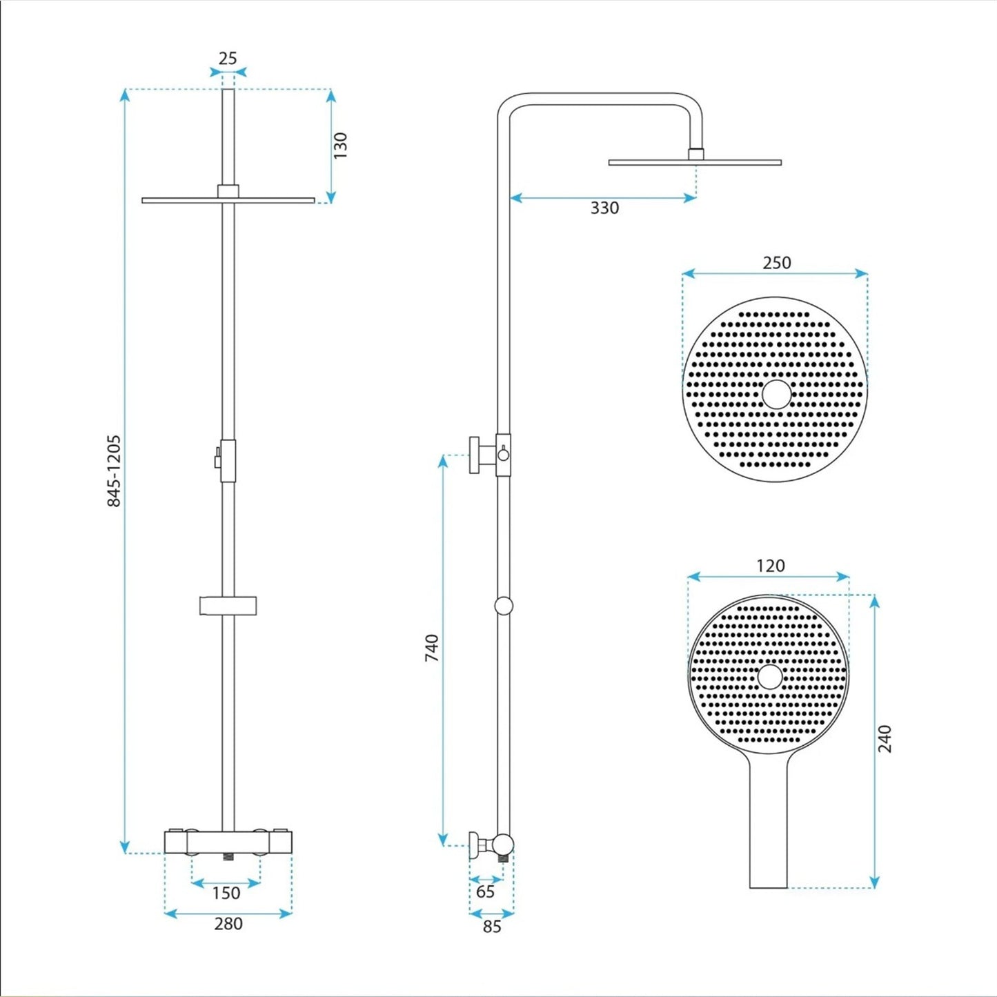 Thermostat-Duschset Drop – Gold Matt