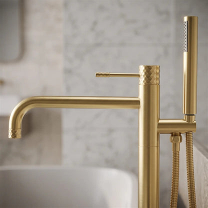 Freistehende Badewannenarmatur Lungo Diamond – Gold Matt