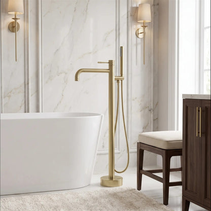 Freistehende Badewannenarmatur Lungo Diamond – Gold Matt