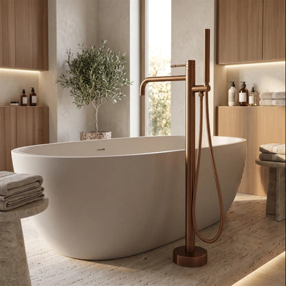 Freistehende Badewannenarmatur Lungo Diamond – Kupfer Matt