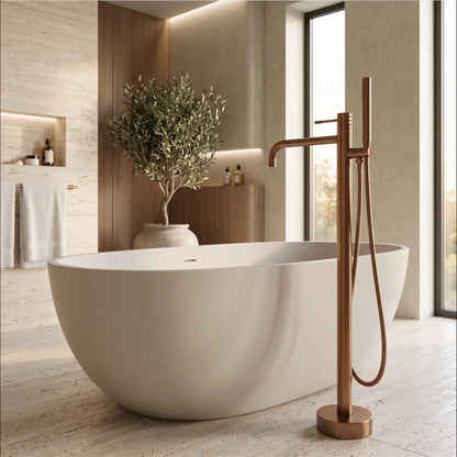 Freistehende Badewannenarmatur Lungo Diamond – Kupfer Matt