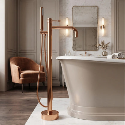 Freistehende Badewannenarmatur Lungo Diamond – Kupfer