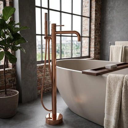 Freistehende Badewannenarmatur Lungo Diamond – Kupfer