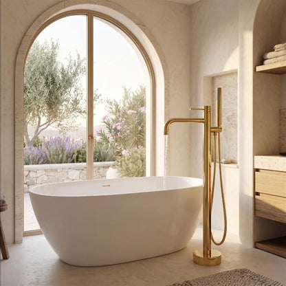 Freistehende Badewannenarmatur Lungo Diamond – Gold