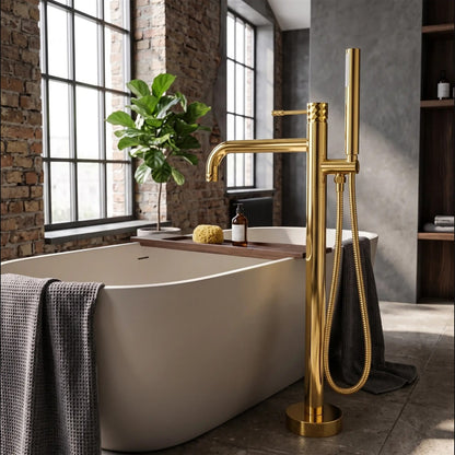 Freistehende Badewannenarmatur Lungo Diamond – Gold