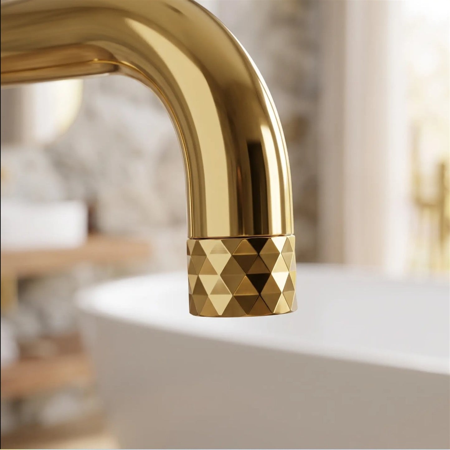 Freistehende Badewannenarmatur Lungo Diamond – Gold