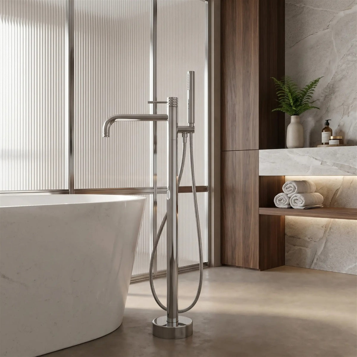 Freistehende Badewannenarmatur Lungo Diamond – Chrom