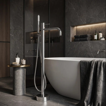 Freistehende Badewannenarmatur Lungo Diamond – Chrom