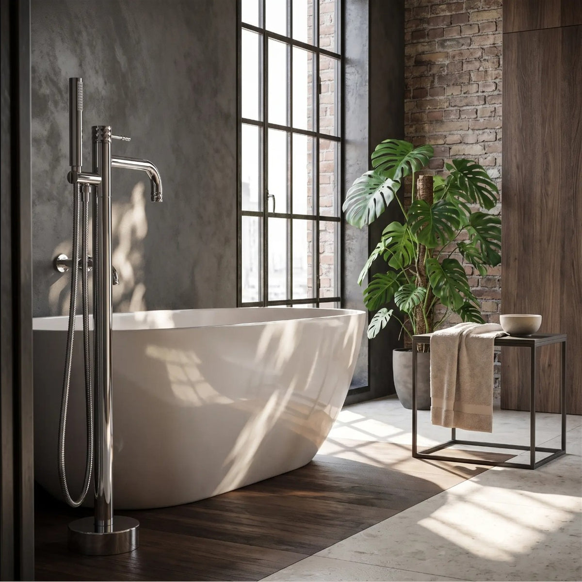 Freistehende Badewannenarmatur Lungo Diamond – Chrom