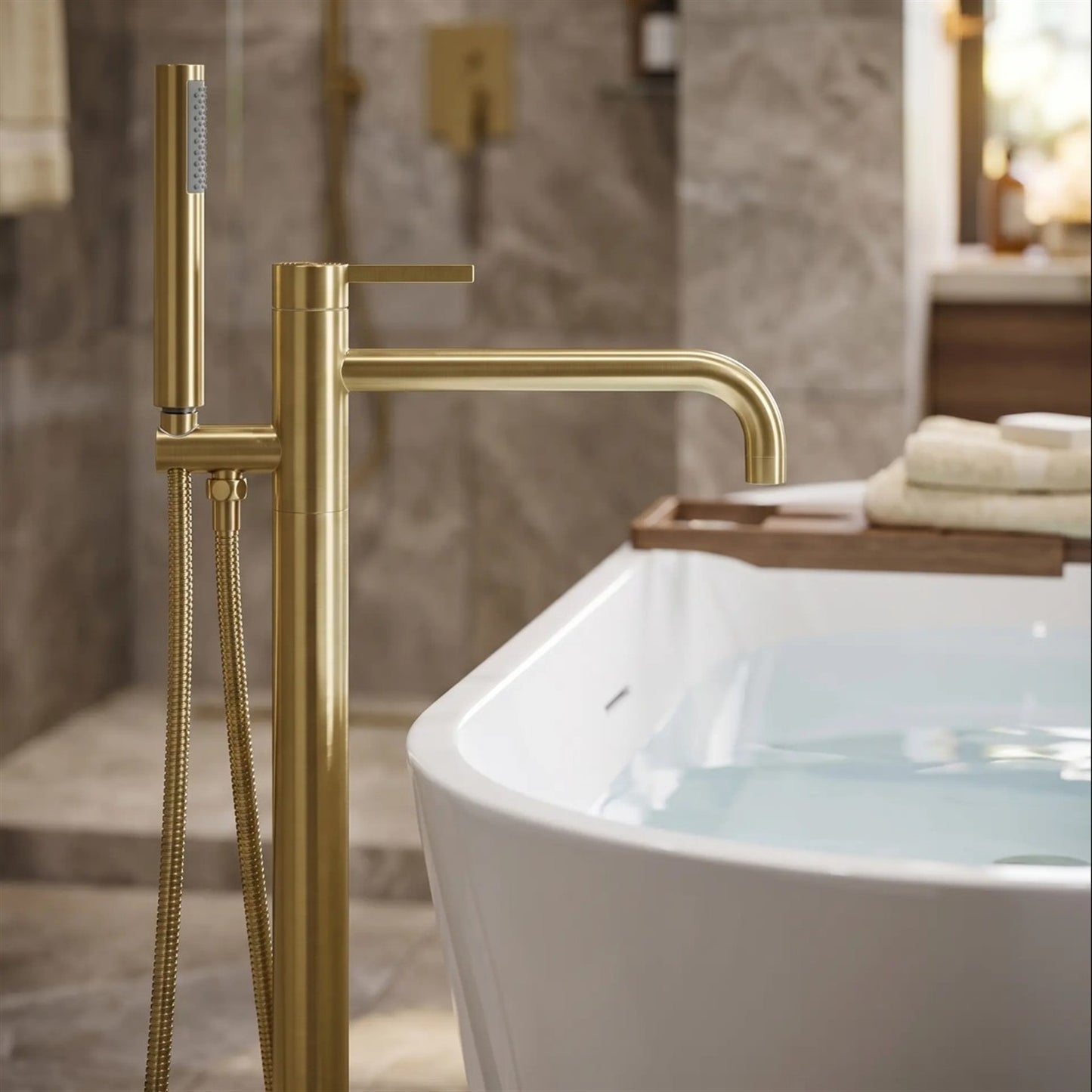 Freistehende Wannenarmatur – Foster Gold Matt