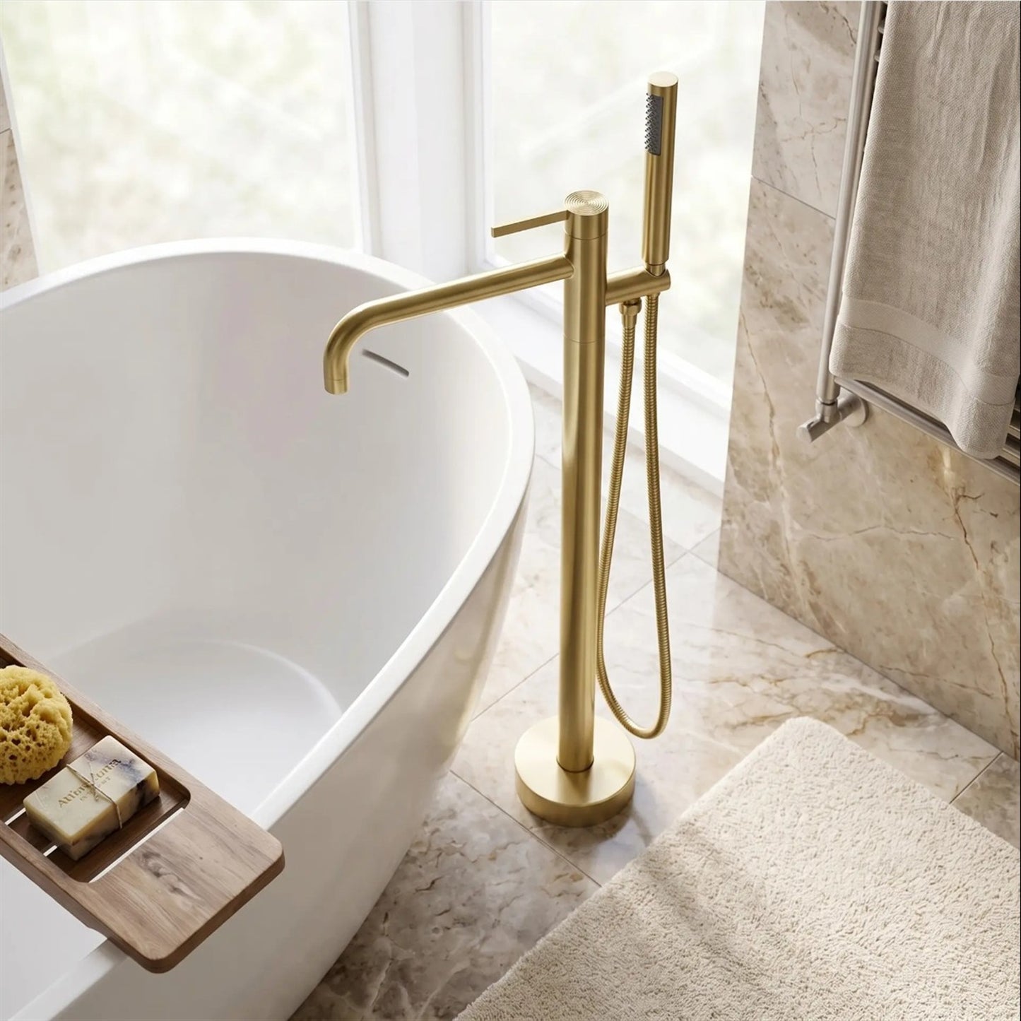 Freistehende Wannenarmatur – Foster Gold Matt