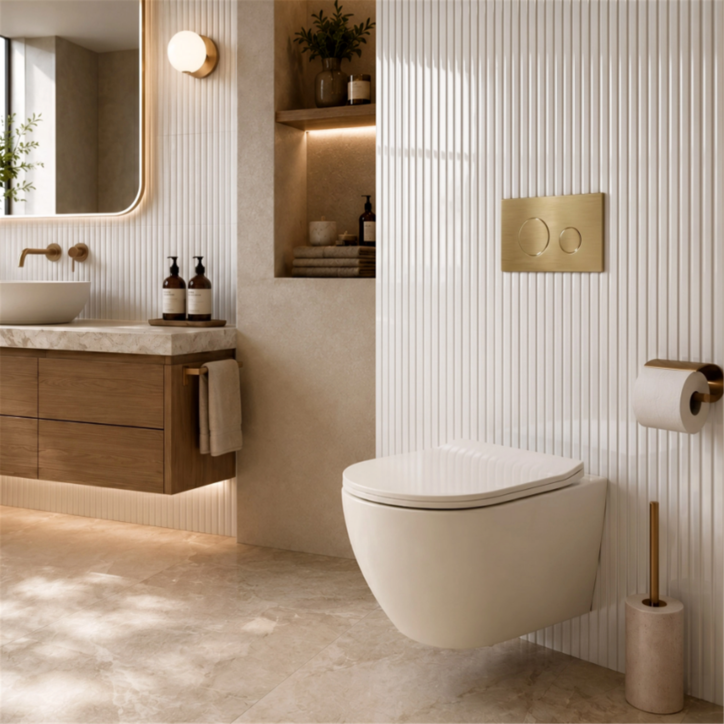 Wandhängendes WC Focus Tornado 48,5 × 36 cm – Creme Matt