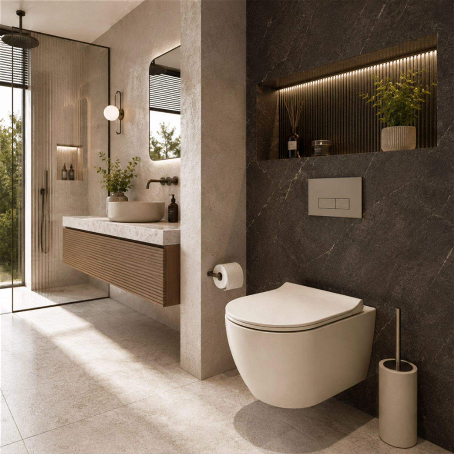 Wandhängendes WC Focus Tornado 48,5 × 36 cm – Creme Matt