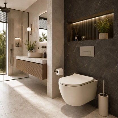 Wandhängendes WC Focus Tornado 48,5 × 36 cm – Creme Matt