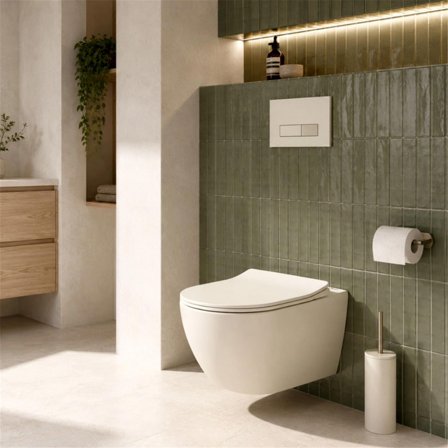 Wandhängendes WC Focus Tornado 48,5 × 36 cm – Creme Matt