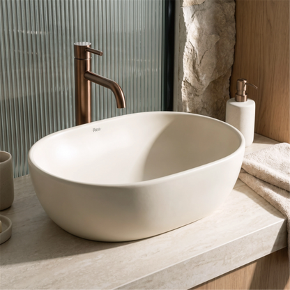 Aufsatzwaschbecken Focus 48 × 34,5 cm – Creme Matt