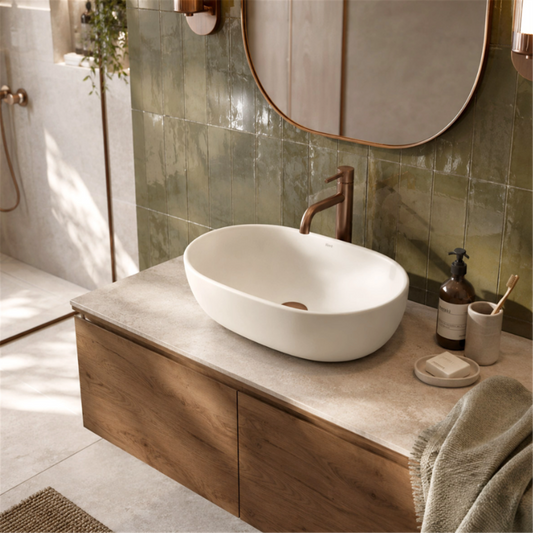 Aufsatzwaschbecken Focus 48 × 34,5 cm – Creme Matt