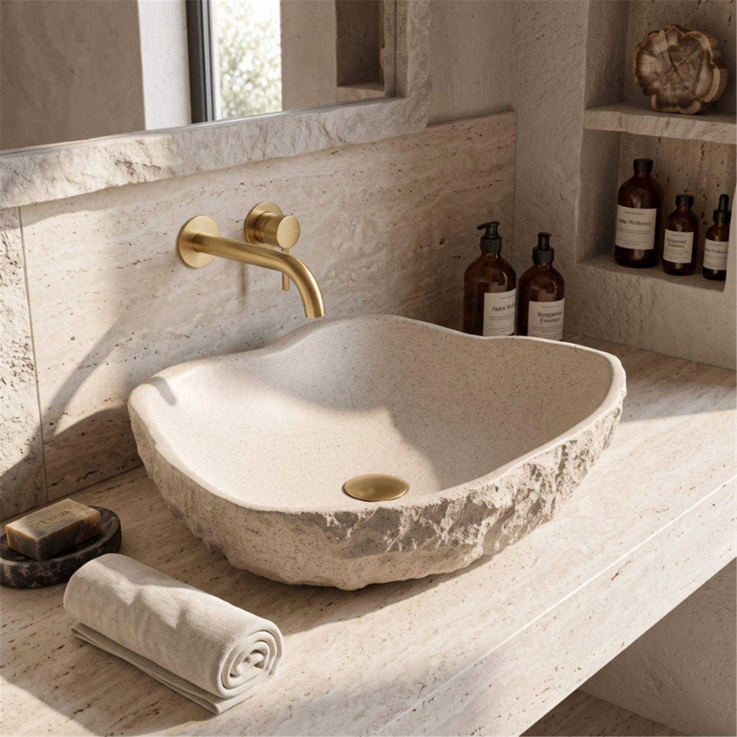 Aufsatzwaschbecken Isla Warm Beige 49 × 37 cm