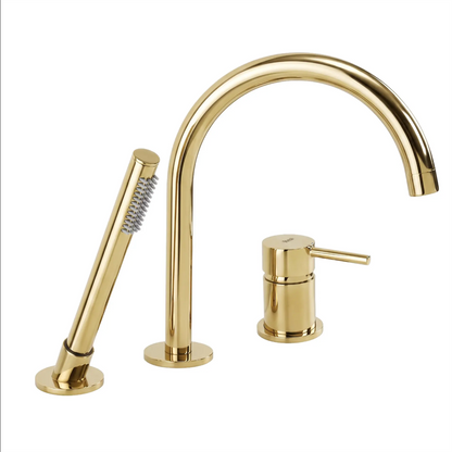 3-Loch-Badewannenarmatur Lungo – Gold