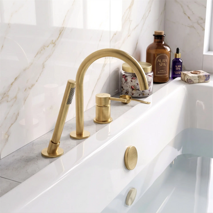 3-Loch-Badewannenarmatur Lungo – Gold Matt