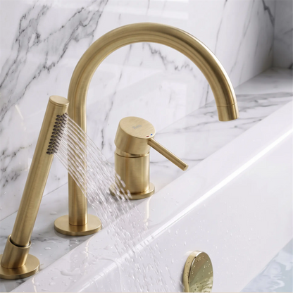 3-Loch-Badewannenarmatur Lungo – Gold Matt