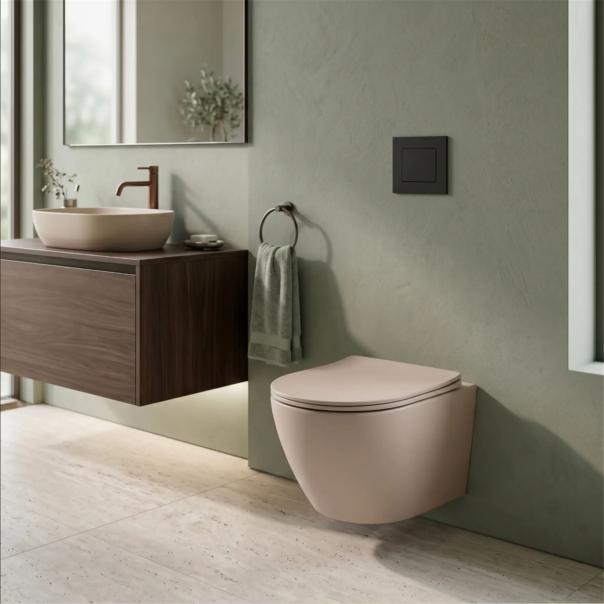 Wandhängendes WC Carlo Mini – Mocca Matt 49,5 × 36,5 cm