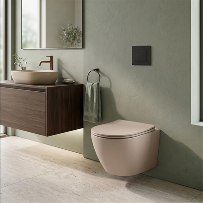 Wandhängendes WC Carlo Mini – Mocca Matt 49,5 × 36,5 cm