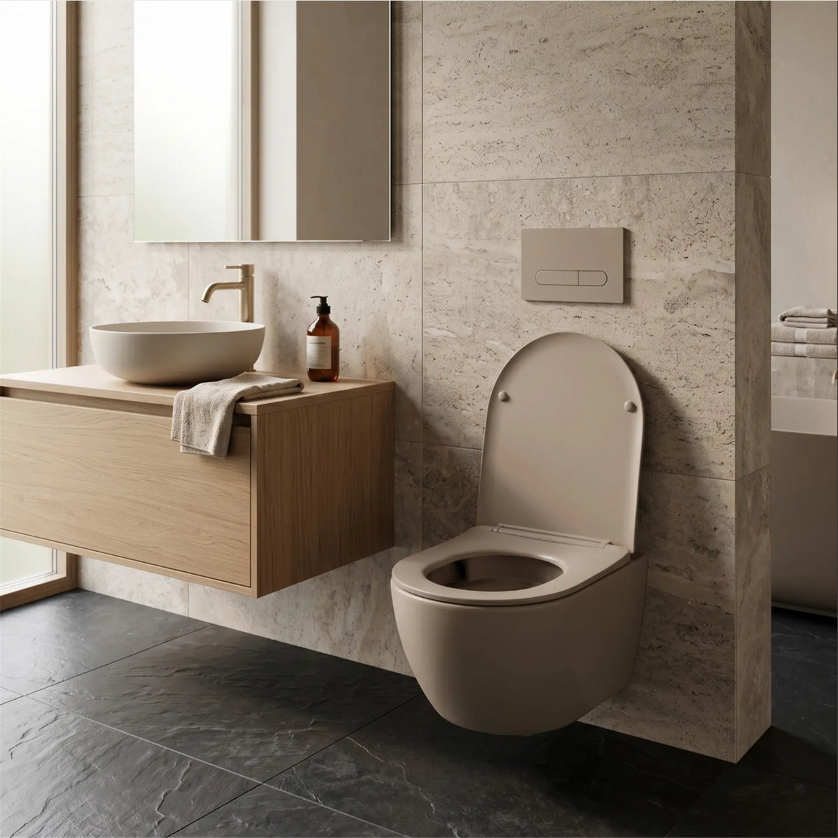 Wandhängendes WC Carlo Mini – Mocca Matt 49,5 × 36,5 cm