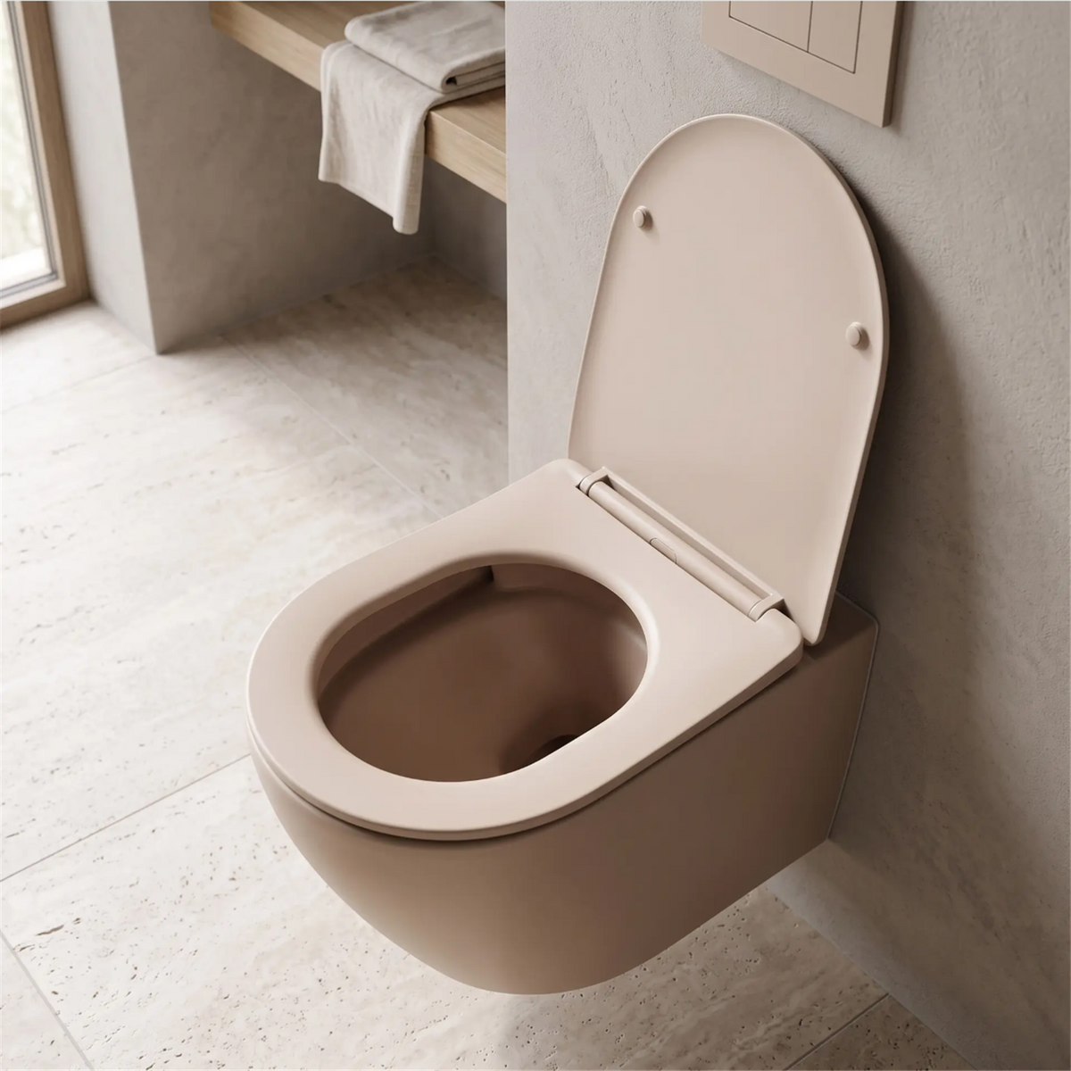 Wandhängendes WC Carlo Mini – Mocca Matt 49,5 × 36,5 cm