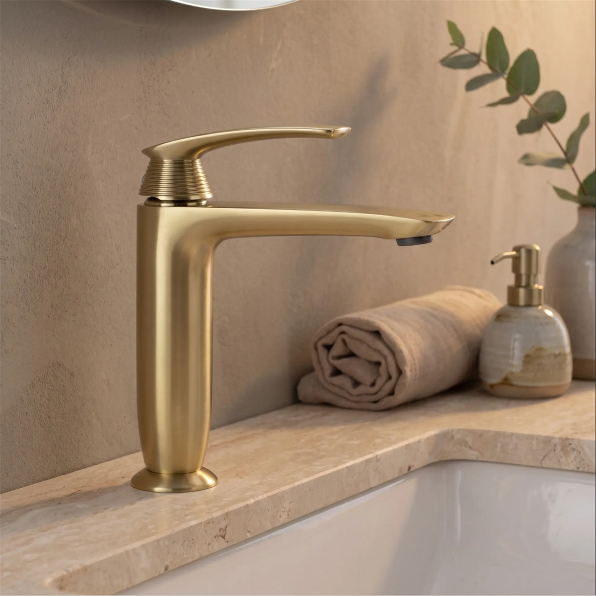 Waschbeckenarmatur Como Premium – Gold Matt Low