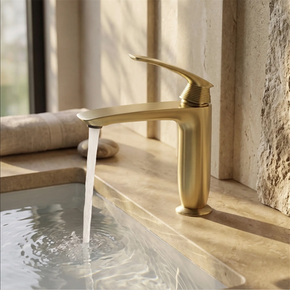 Waschbeckenarmatur Como Premium – Gold Matt Low