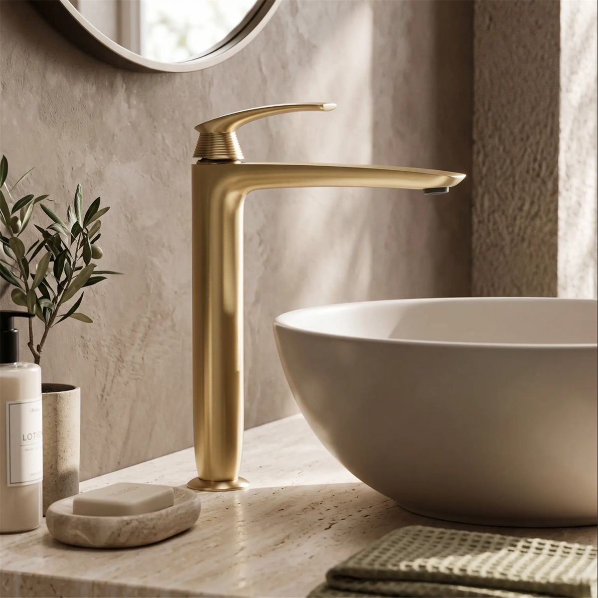 Waschbeckenarmatur Como Premium – Gold Matt High