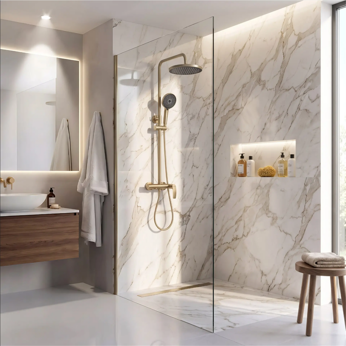 Duschgarnitur Como M2 Premium – Gold Matt