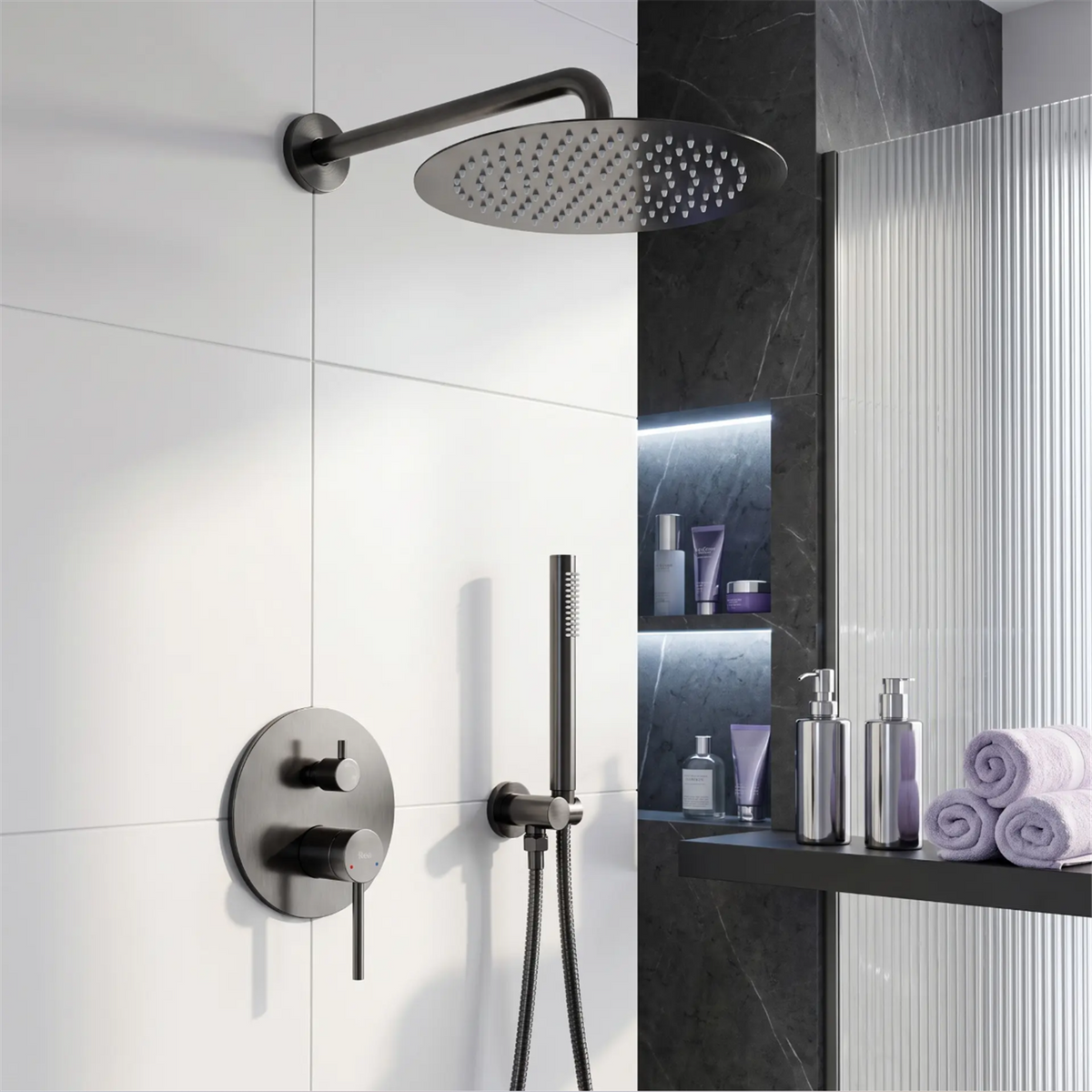 Unterputz-Duschset Foss Clif – Titan mit Box