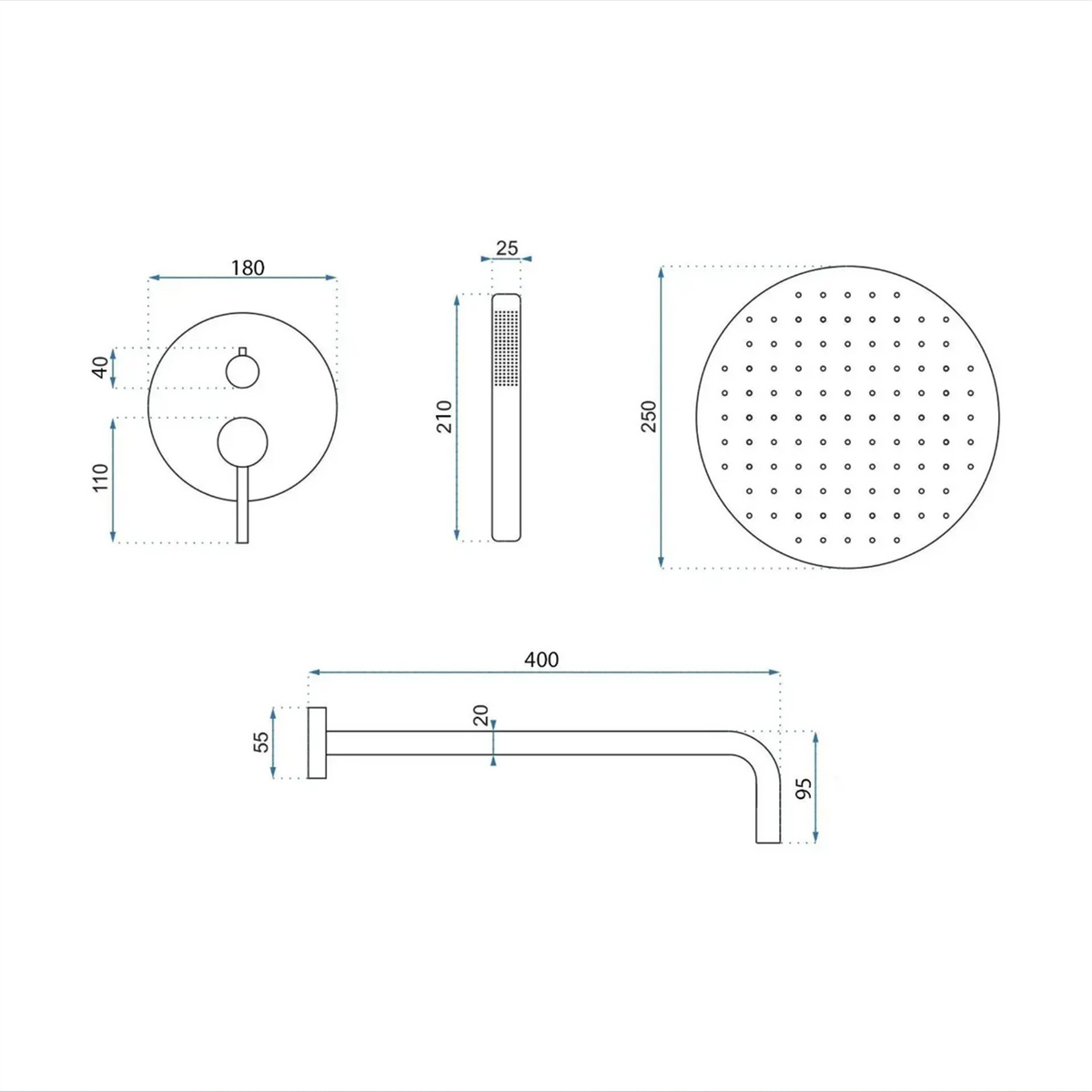 Unterputz-Duschset Foss Clif – Titan mit Box