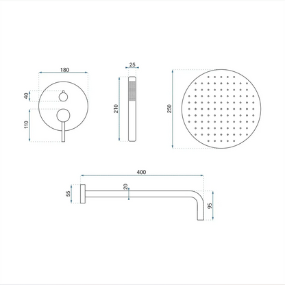 Unterputz-Duschset Foss Clif – Titan mit Box