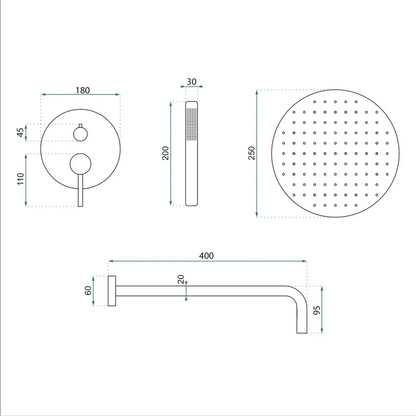 Unterputz-Duschset Argon – Chrom Matt mit Box